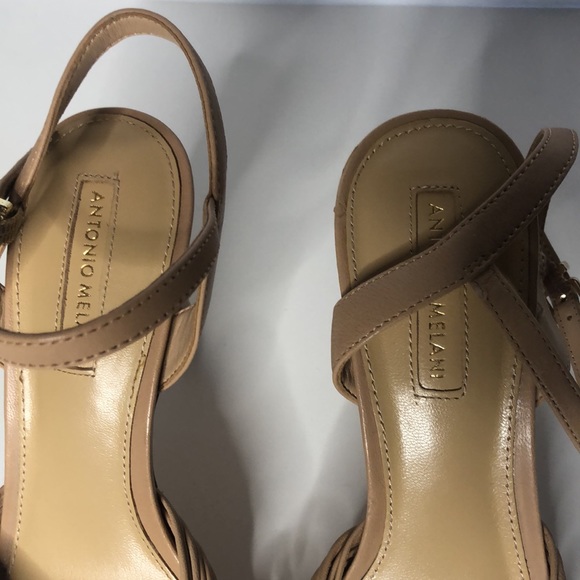 Antonio Melani Knotted Strap High Heels Genuine Leather Size 6 Nude - Picture 3 of 7